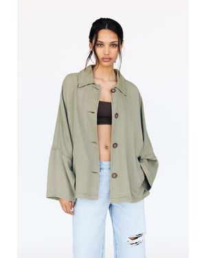 Pull&Bear Lightweight Kimono Sleeve Jacket - White