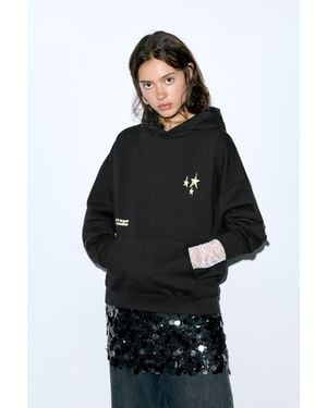 Pull&Bear Star Hoodie - Black