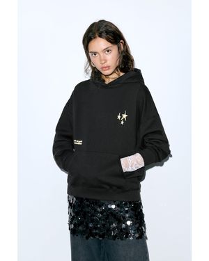 Pull&Bear Star Hoodie - Black