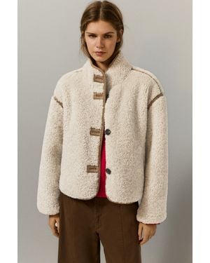 Pull&Bear Jacke Aus Lammfellimitat Mit Stehkragen - Natur