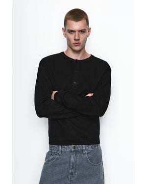 Pull&Bear Henley Neck Jumper - Black