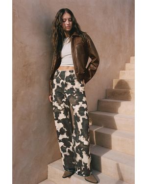 Pull&Bear Cow Print Baggy Jeans - White