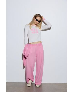 Pull&Bear Wide-Leg Joggers - Pink