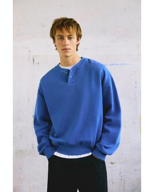 Pull&Bear Henley Sweatshirt - Blue