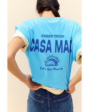 Pull&Bear Taco Graphic T-Shirt - Blue