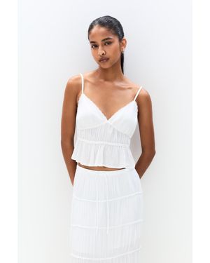 Pull&Bear Strappy Panel Top - White