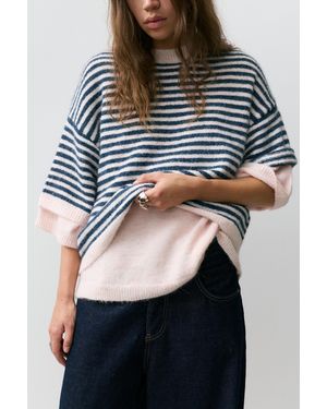 Pull&Bear Boxy-Pullover Mit Kurzen Ärmeln - Schwarz