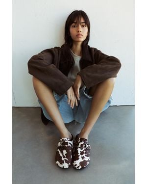 Pull&Bear Cow Leather Clogs - Black