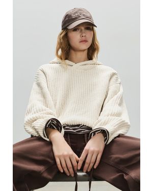 Pull&Bear Chenille Hooded Jumper - Natural