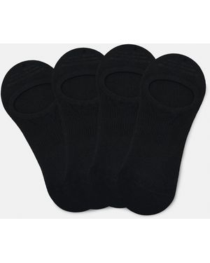 Pull&Bear Pack Of 4 Invisible Ankle Socks - Black
