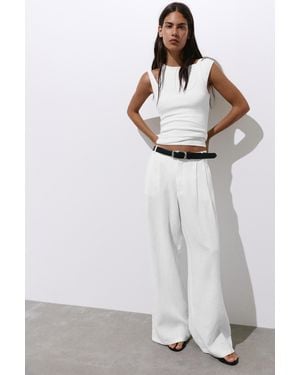 Pull&Bear Wide-Leg-Hose Aus 100 Leinen - Grau