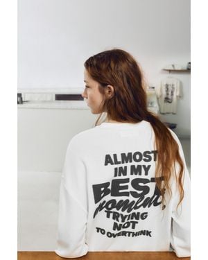 Pull&Bear Long Sleeve Slogan T-Shirt - Multicolour