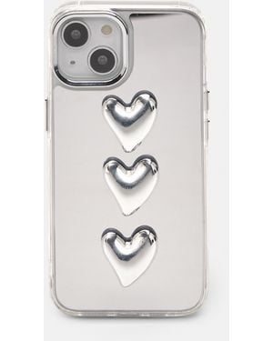 Pull&Bear Mirror Iphone Case With Hearts - White
