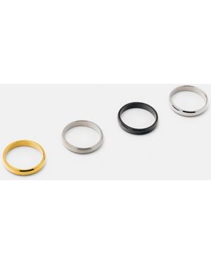 Pull&Bear Pack Of 4 Basic Rings - Multicolour