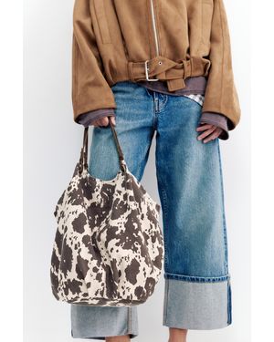 Pull&Bear Cow Print Tote Bag - Multicolour