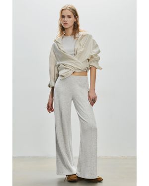 Pull&Bear Wide-Leg Soft Touch Trousers - White
