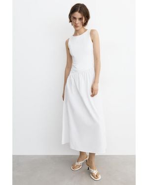 Pull&Bear Popelin-Midikleid - Weiß