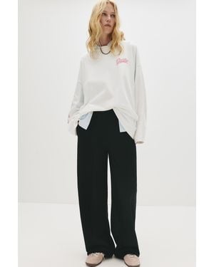 Pull&Bear Wide-Leg Seam Detail Joggers - White