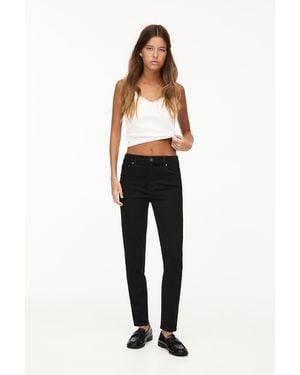 Pull&Bear Mid-Rise Skinny Jeans - Black