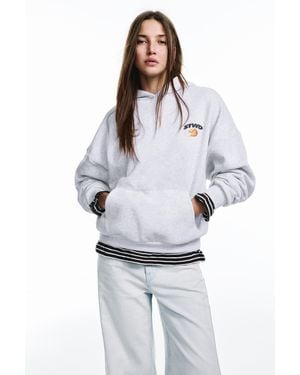Pull&Bear Stwd Fortune Cookie Hoodie - White