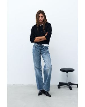 Pull&Bear Low-Rise Studded Straight-Leg Jeans - Blue