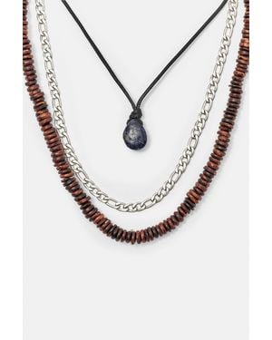Pull&Bear 3-Pack Of Beaded And Stone Necklaces - White