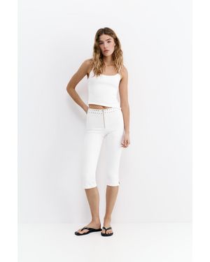 Pull&Bear Studded Capris Jeans - White