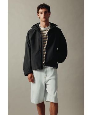 Pull&Bear Lightweight Hooded Raincoat - Black