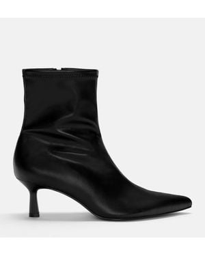 Pull&Bear Kitten Heel Ankle Boots - Black