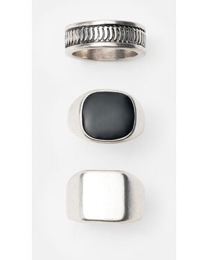 Pull&Bear 3-Pack Of Signet Rings - Multicolour