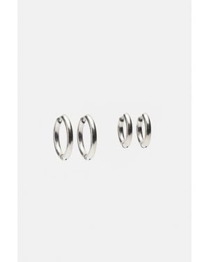 Pull&Bear Pack Of 2 Hoop Earrings - Multicolour
