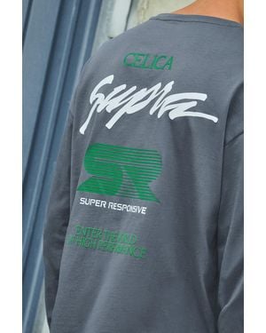 Pull&Bear Toyota Celica Long Sleeve T-Shirt - Blue