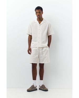 Pull&Bear Linen Blend Bermuda Joggers - White