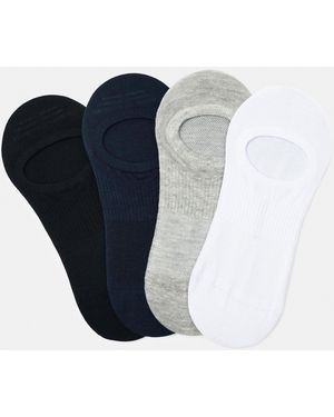 Pull&Bear Pack Of 4 Invisible Ankle Socks - Black