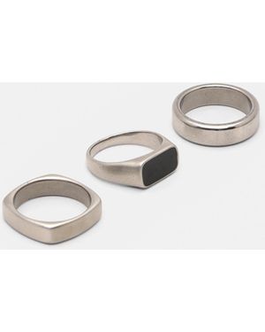 Pull&Bear Pack Of 3 Steel Rings - Multicolour
