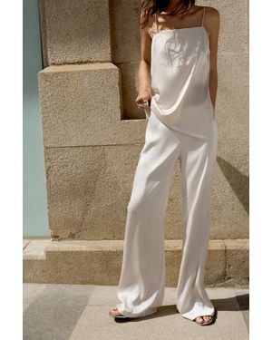 Pull&Bear Straight-Leg Satin Trousers - Natural
