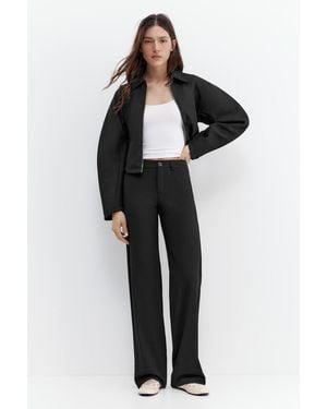 Pull&Bear Straight-Leg Smart Trousers - Black