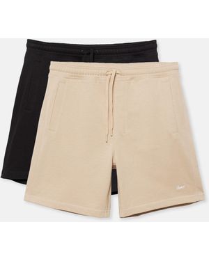 Pull&Bear 2-Pack Of Stwd Bermuda Short Joggers - White
