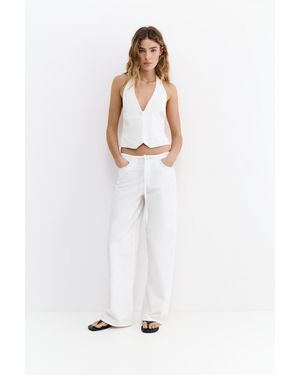 Pull&Bear Weiße Baggy Jeans Mit Nieten