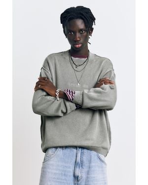 Pull&Bear Stwd Studio Embroidered Jumper - Grey
