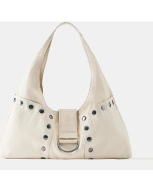 Pull&Bear Studded Shoulder Bag - Natural