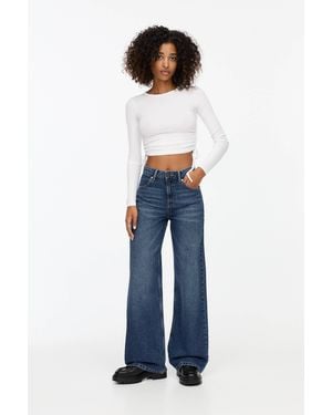 Pull&Bear High-Waist Wide-Leg Jeans - Blue