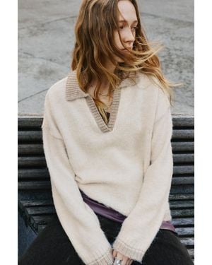 Pull&Bear Polo Collar Jumper - Natural