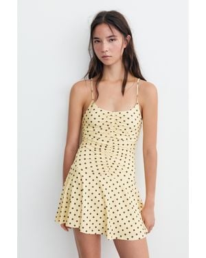 Pull&Bear Short Strappy Gathered Dress - Blue