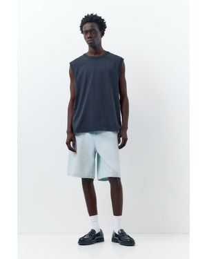 Pull&Bear Baggy Relaxed Fit Denim Bermuda Shorts - Blue