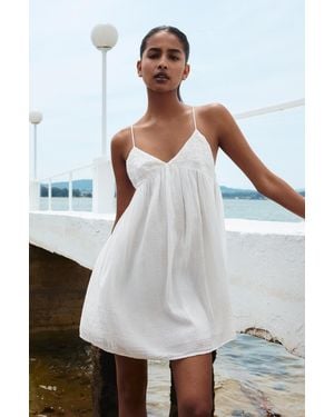 Pull&Bear Short Embroidered Dress - White