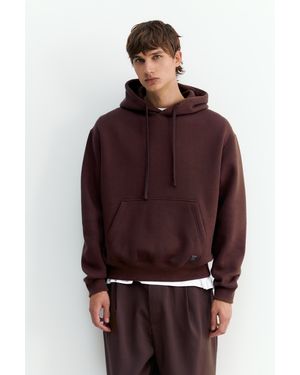 Pull&Bear Basic-Kapuzensweatshirt - Rot