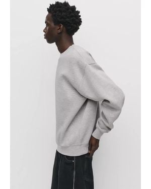 Pull&Bear Basic Round Neck Sweatshirt - Grey