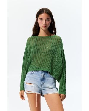 Pull&Bear Crochet Jumper - Green