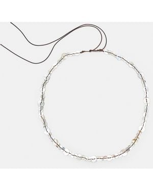Pull&Bear Mother-Of-Pearl-Effect Button Belt - Natural